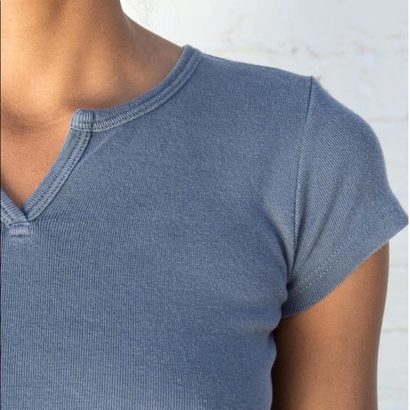 Brandy Melville Tops - Navy blue v notch brandy Melville ashlyn top!!